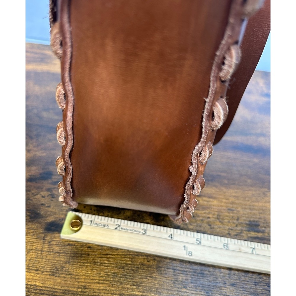 Whipstitch Tooled Leather Shoulder Bag Floral Boho Western Hippie Unbranded - Picture 10 of 16